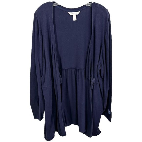 Lane Bryant Cacique Plus Size 26 28 Shrug Lounge Cardigan Open Navy Patches 1401 - Picture 1 of 10